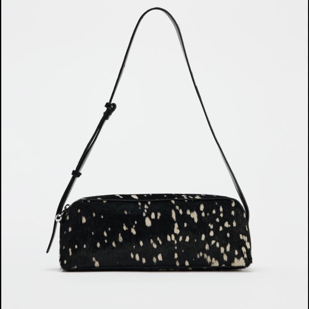 Zara Black and White Speckled Shoulder Bag